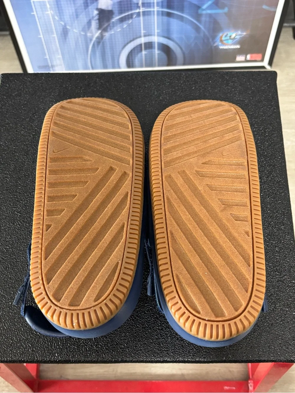 Size 11- Men’s Nike Calm Mule Navy Blue Gum Slides Sandals FD5130-400
